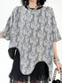 Wave Hem Lace Mesh Top